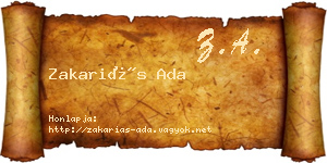 Zakariás Ada névjegykártya